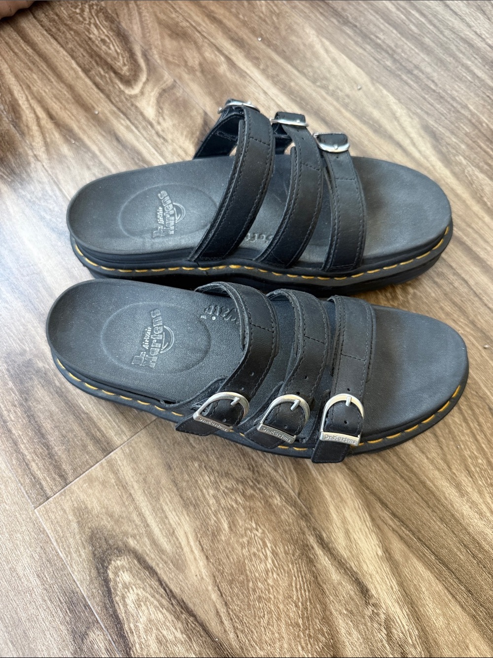 Dr. Martens Black Triple-Strap Slide Sandals